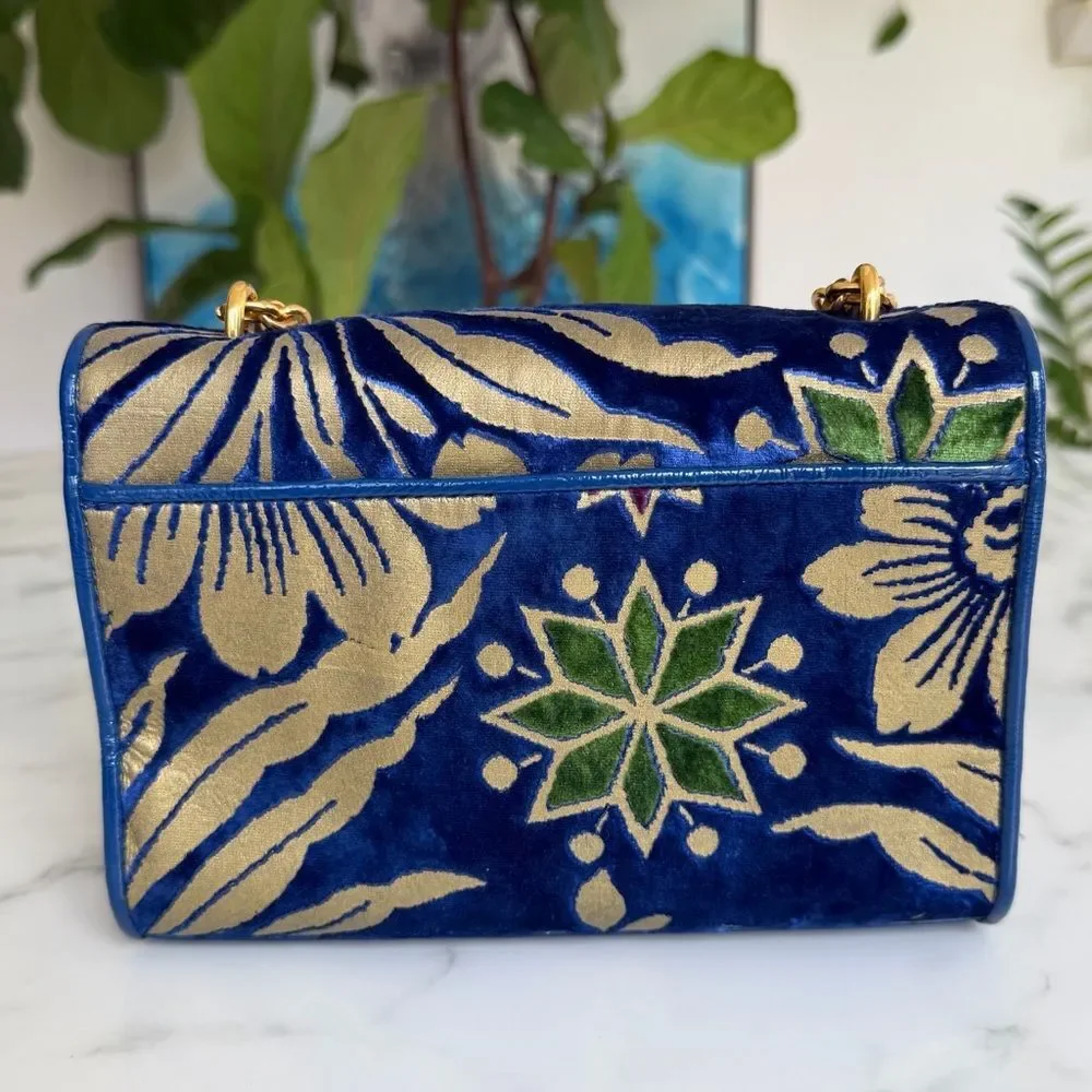 Tory Burch Fleming Cosmic Floral Small Convertible Shoulder Crossbody Bag Blue